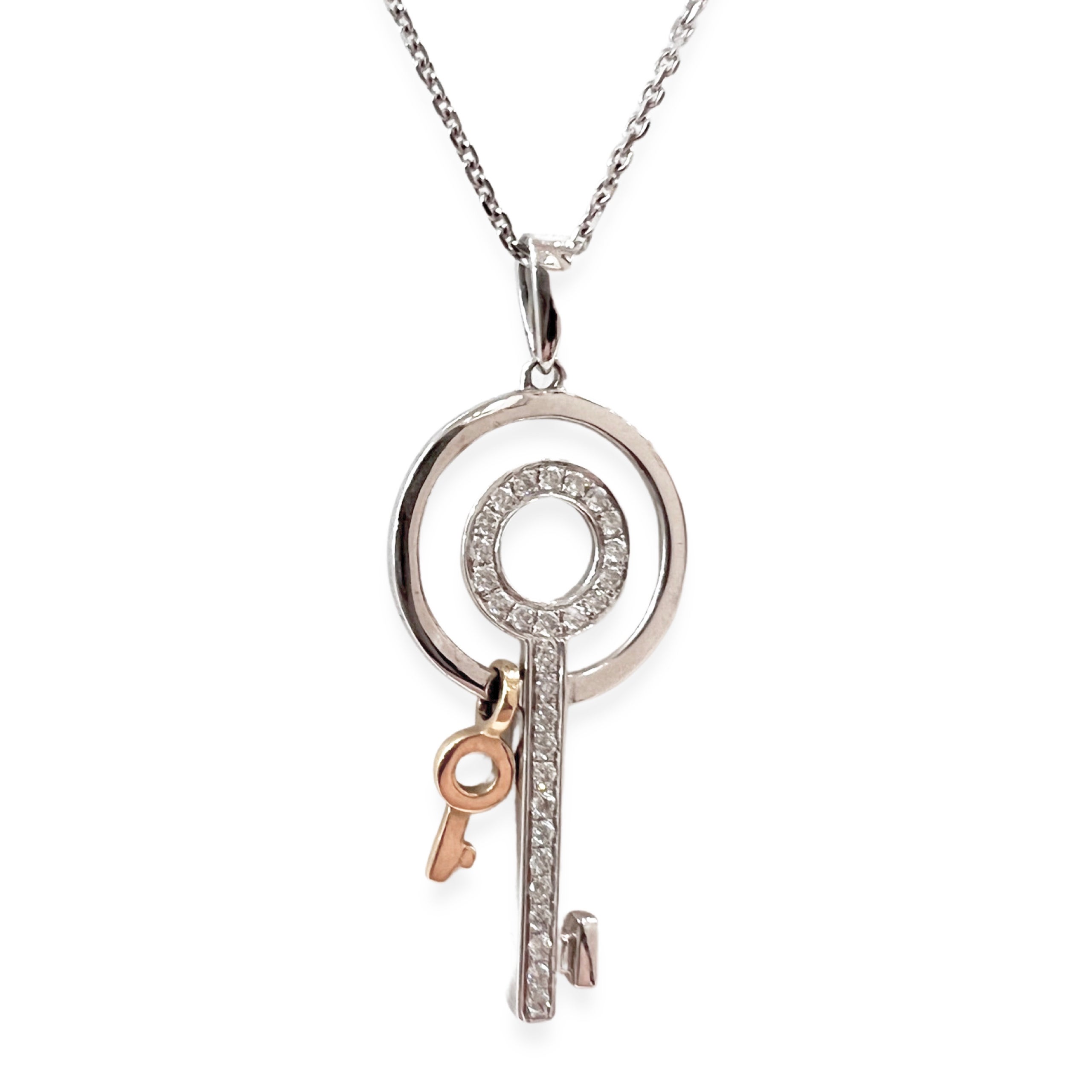 Diamond key pendant white gold online